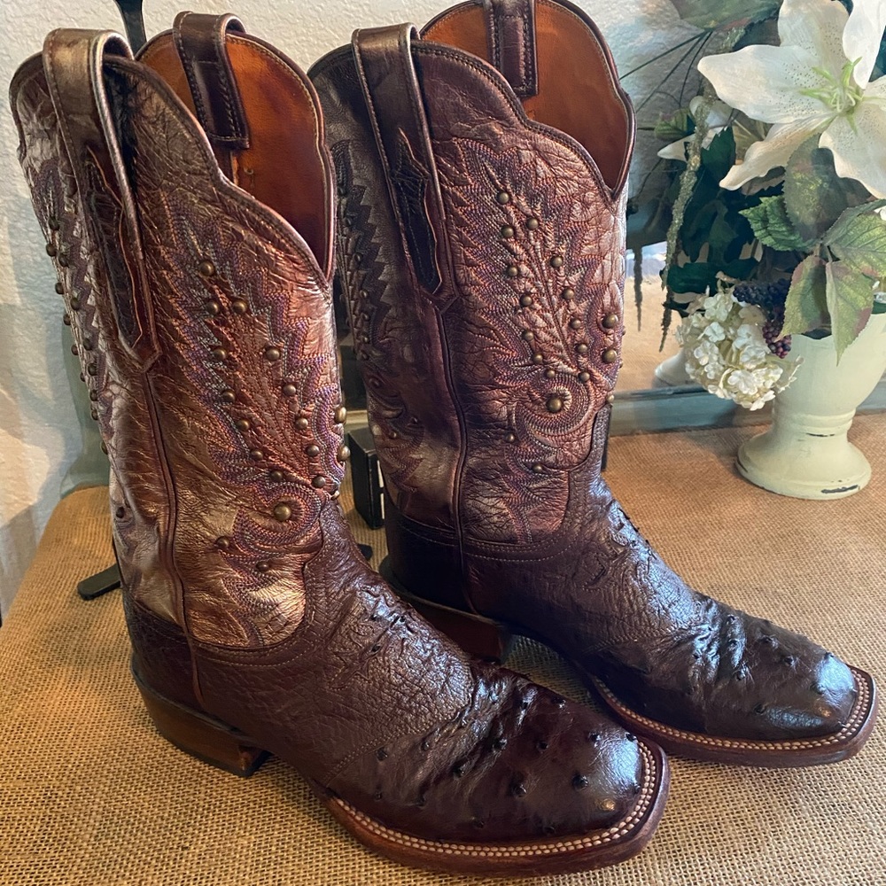Ostrich skin Lucchese boots.